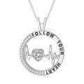TOUPOP Sterling Silver Zircon Heart Necklace Gift for Women-0-0