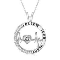 TOUPOP Sterling Silver Zircon Heart Necklace Gift for Women-undefined