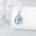 wholesale 925 Sterling Silver Teardrop Purple Moonstone Bird Flower Pendant Necklace-0-1