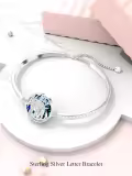 TOUPOP Sterling Silver Blue Crystal M Letter Bangle Bracelet-0-4