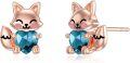wholesale 925 Sterling Silver Pink Crystal Love Heart Fox Stud Earrings for Girls and Women-0-40