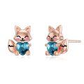 wholesale 925 Sterling Silver Cute Fox Holding Heart Earrings Wholesale Pink-0-40
