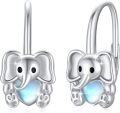 wholesale 925 Sterling Silver Elephant Shape Moonstone Hoop Earrings - Cute Animal  for Women-0-0