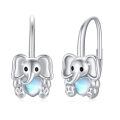 wholesale 925 Sterling Silver Elephant Shape Moonstone Hoop Earrings - Cute Animal  for Women-0-0