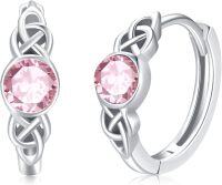 wholesale 925 Sterling Silver Moonstone Celtic Hoop Earrings Hypoallergenic Gift-10.October Birthstone