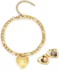 wholesale Gold 925 Sterling Silver Heart Photo Locket Charm Bracelet Wholesale for Women-0-12