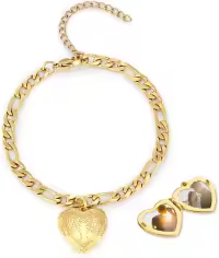 wholesale Sterling Silver Gold Heart Photo Locket Bracelet for Women-D-Tree of life