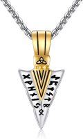 wholesale 925 Sterling Silver Gold Plated Norse Runes Arrowhead Pendant Necklace for Men-0-0