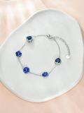 wholesale 925 Sterling Silver Blue Flower Stone Adjustable Bracelet Gift for Women and Girls-0-4