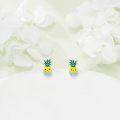wholesale 925 Sterling Silver Pineapple Stud Earrings with Cubic Zirconia - Cute Tropical Fruit Jewelry for Women (Summer Fruits)-0-2