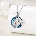 wholesale 925 Sterling Silver Blue Crystal Axolotl & Fish Charm Pendant Necklace-0-3