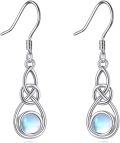 wholesale 925 Sterling Silver Moonstone Celtic Knot Teardrop Dangle Earrings-0-0