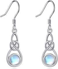 wholesale 925 Sterling Silver Moonstone Celtic Knot Teardrop Dangle Earrings-A-Celtic Knot Moonstone