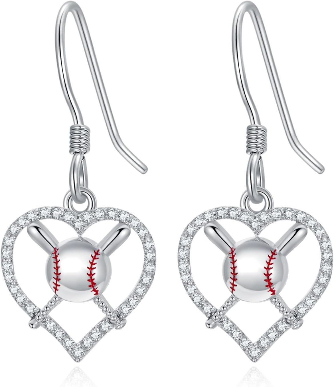  Sterling Silver Sports Earrings for Women Soccer Basketball Volleyball Softball Football Tennis Dangle Jewelry -0-1