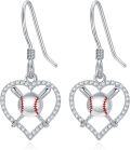 wholesale 925 Sterling Silver Softball Heart Pendant Necklace for Girls and Women-0-6