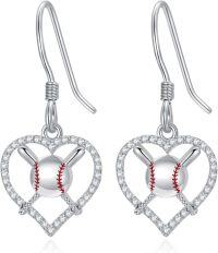 wholesale 925 Sterling Silver Softball Heart Pendant Necklace for Girls and Women-Baseball