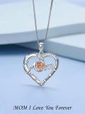 TOUPOP Sterling Silver Rose Flower I Love You Forever Mom Heart Pendant Necklace-0-2