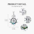 wholesale 925 Sterling Silver Nautical Ship Wheel Pendant Necklace with Abalone Shell and Rope Accents for Women's Gifts-0-2