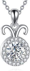 wholesale Sterling Silver Moissanite Zodiac Necklace Lab Created Diamond Gift-0-15