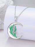 wholesale  Sterling Silver Moon Pendant Birth Flower Necklace for Women -0-17