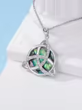 TOUPOP Sterling Silver Abalone Celtic Knot Triquetra Pendant Necklace-0-3