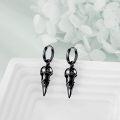 wholesale 925 Sterling Silver Raven Skull Drop Dangle Earrings Norse Viking s for Men Women-0-3