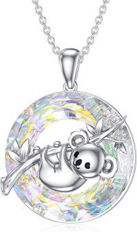wholesale 925 Sterling Silver Crystal Koala Bear Pendant Necklace with Bamboo Elements-Koala