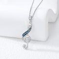 wholesale Sterling Silver Blue Feather Music Note Necklace with Platinum Plated Pendant - 18 Adjustable Chain for Women, Gift for Music Lovers-0-1