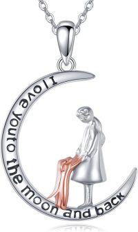 wholesale 925 Sterling Silver Love You to the Moon and Back Pendant Necklace with Girl on Crescent Charm - Gifts for Her-Dog necklace