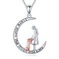 wholesale 925 Sterling Silver Mother Child Crescent Moon Two Tone Love Pendant Necklace For Women-0-0
