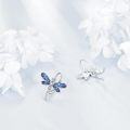 wholesale 925 Sterling Silver Blue Enamel Dragonfly Stud Earrings with Cubic Zirconia for Women Girls  48x36mm-0-4