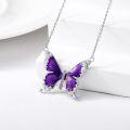 wholesale 925 Sterling Silver Blue and Purple Enamel Butterfly Pendant Necklace for Women-0-1
