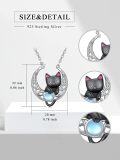 wholesale 925 Sterling Silver 925 Cat & Star in Moon Pendant Necklace-0-1