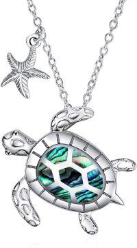 wholesale TOUPOP Sea Turtle Necklace For Women Sterling Silver Abalone Shell Turtle Pendant Necklace Ocean Jewelry Sea Gifts Mothers Day Birthday Gifts For Her Sisters Wife -undefined