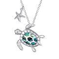 TOUPOP Sterling Silver Abalone Shell Turtle Pendant Necklace-0-0