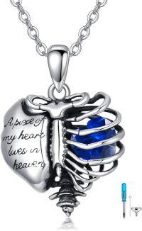 wholesale Sterling Silver Birthstone Urn Necklace for Ashes Memorial Jewelry for Women Men Mom-9-September