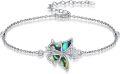 wholesale 925 Sterling Silver Butterfly & Rose Abalone Shell Charm Bracelet - Adjustable Holiday Gift for Her-0-0
