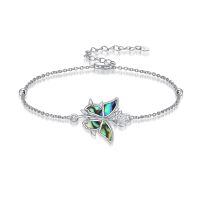wholesale 925 Sterling Silver Butterfly Anklet With Colorful Inlay Design-Butterfly 2