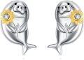 wholesale 925 Sterling Silver Sunflower Manatee Stud Earrings Gift for Her-0-0