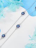 wholesale 925 Sterling Silver Evil Eye Sea Turtle Infinity Wave Shell Charm Ankle Bracelet-0-2