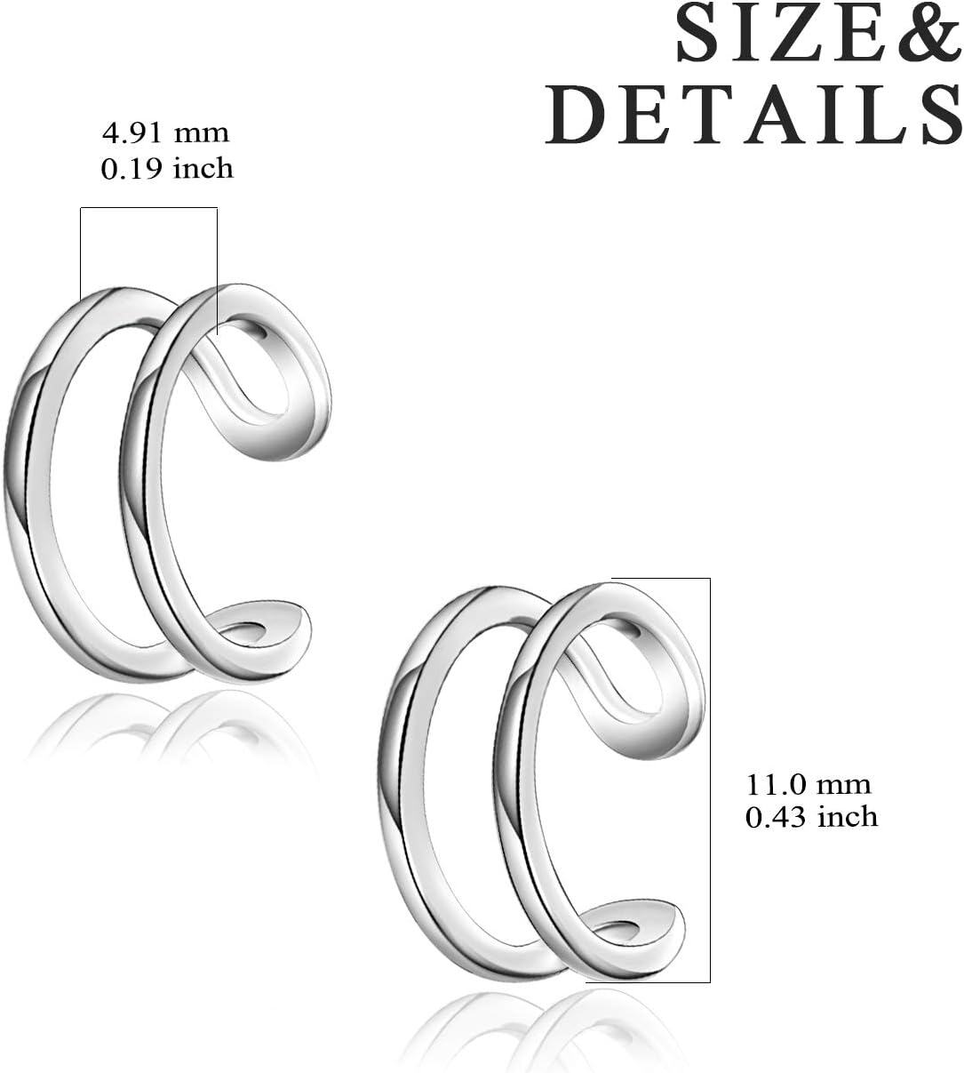 925 Sterling Silver Spiral Twist Ear Cuffs for Women - No Piercing Required-0-2