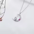 TOUPOP Sterling Silver Moon Initial U Letter Pendant Necklace For Women-0-4