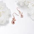 wholesale Rose Gold Plated Red Crystal Cat Shape Drop Earrings with Filigree Design - 925 Sterling Silver s for Women-0-2