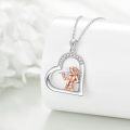 wholesale 925 Sterling Silver Heart Pendant Necklace with Violin Player Design for Women's Musical Gift-0-2