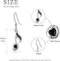 wholesale 925 Sterling Silver Musical Note Black Crystal Dangle Earrings Gift for Librarians and Music Lovers-0-5