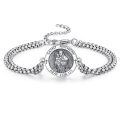 wholesale 925 Sterling Silver Saint Anthony Medal Charm Bracelet for Men with Extender Chain - Pray For Us Design-0-0