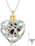 wholesale 925 Sterling Silver Heart-Shaped Urn Pendant with Gemstones and Funnel Set - Keepsake Jewelry for Ashes-0-0