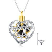 wholesale 925 Sterling Silver Heart-Shaped Urn Pendant with Gemstones and Funnel Set - Keepsake Jewelry for Ashes-Pet-Heart Paw-1-Pet-Heart Paw-1 Non-custom-Non-custom