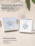 wholesale S925 Sterling Silver 18K White Gold Plated Moonstone & Birthstone Pendant Necklace - Romantic I Love You Always Forever Engraved Jewelry Gift for Women-0-4