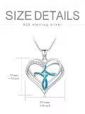 wholesale 925 Sterling Silver Heart-Shaped Blue Opal Pendant Necklace Wholesale with CZ Accents for Women-0-3
